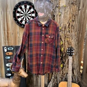 KR3W Men's Plaid Button-Down Shirt - Red and Black